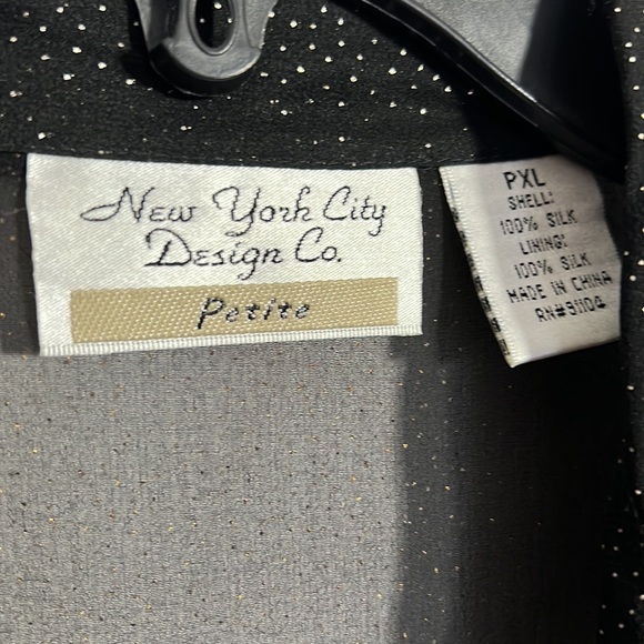 VINTAGE New York City Design Co. Sheer Black Blouse with GOLD dots - Picture 4 of 7